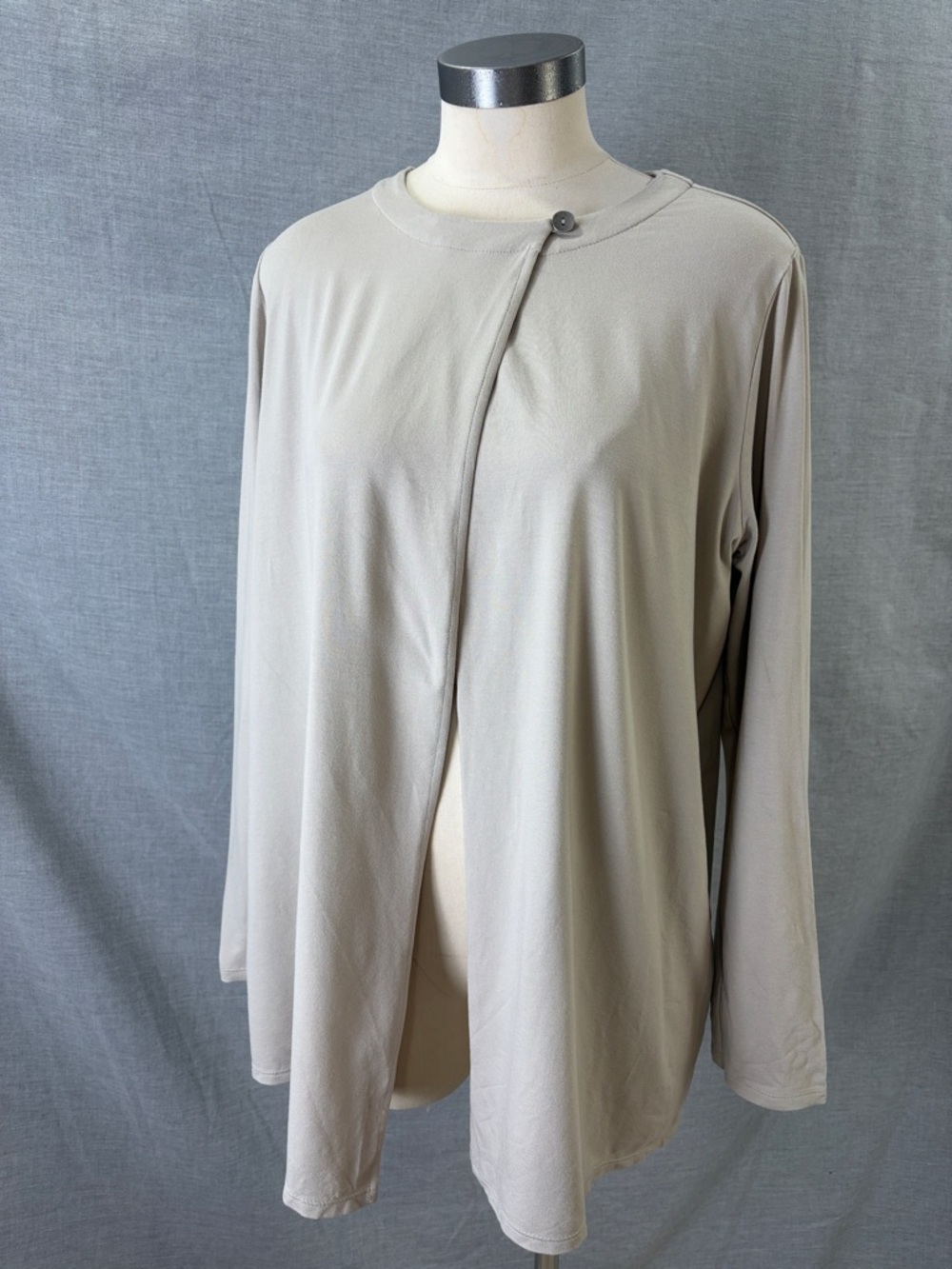 J.Jill‎ Wearever Collection Stone Taupe Open Cardigan Jacket One Button M Office